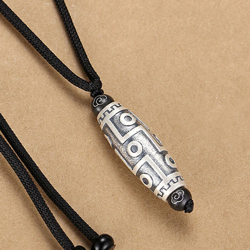 Buddha Stones Tibet Perline Dzi a nove occhi Modello Rame Nuvole di buon auspicio Collana con ciondolo di ricchezza - Image 2