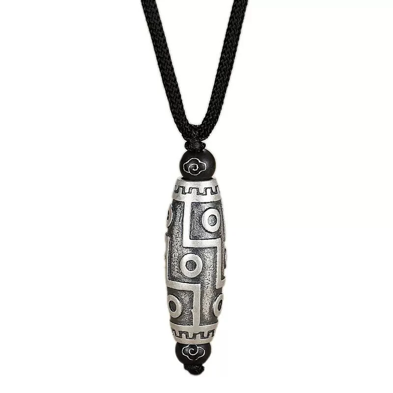 Buddha Stones Tibet Perline Dzi a nove occhi Modello Rame Nuvole di buon auspicio Collana con ciondolo di ricchezza - Image 7