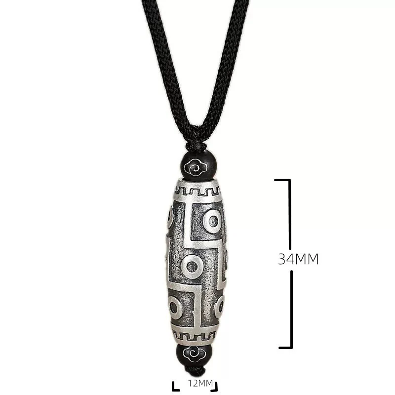 Buddha Stones Tibet Perline Dzi a nove occhi Modello Rame Nuvole di buon auspicio Collana con ciondolo di ricchezza - Image 8