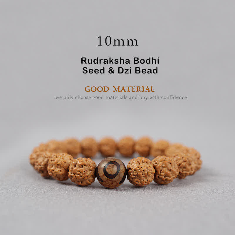 Buddha Stones Tibet Rudraksha Bodhi Seed Dzi Bead Ambra Turchese Bracciale della Ricchezza - Image 12