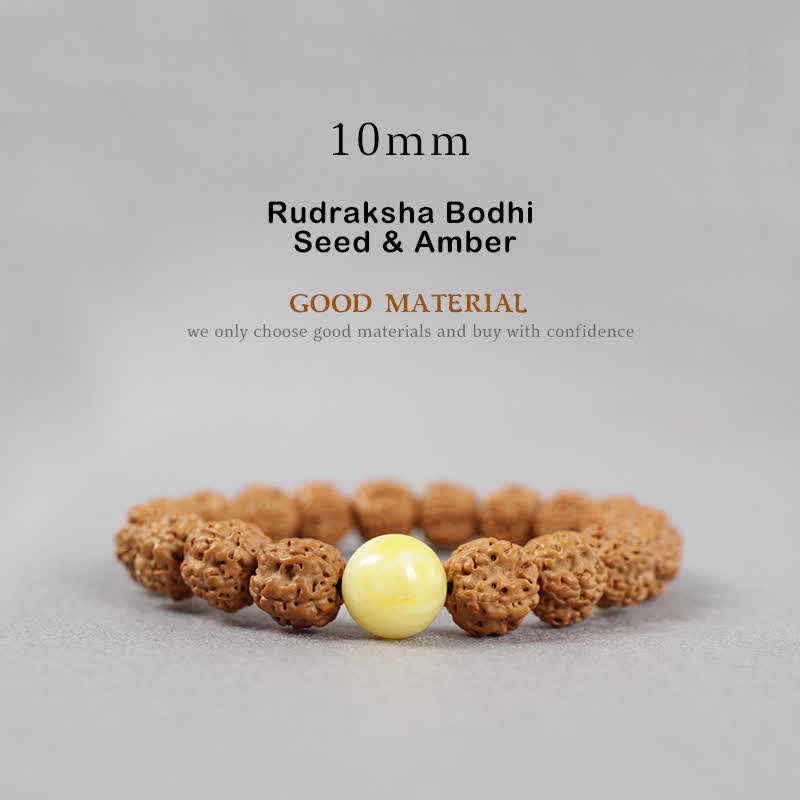 Buddha Stones Tibet Rudraksha Bodhi Seed Dzi Bead Ambra Turchese Bracciale della Ricchezza - Image 13