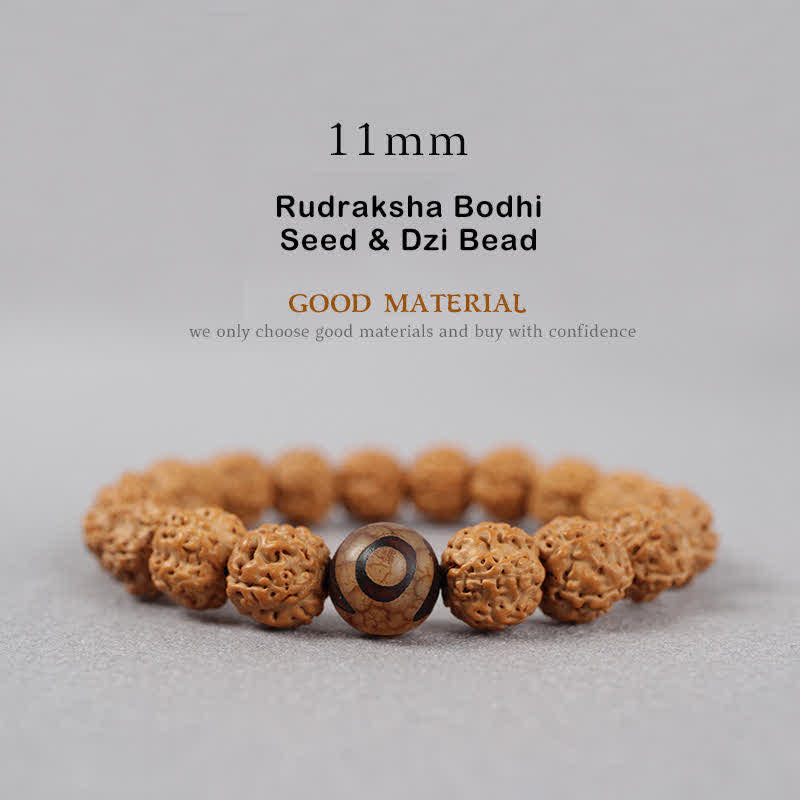 Buddha Stones Tibet Rudraksha Bodhi Seed Dzi Bead Ambra Turchese Bracciale della Ricchezza - Image 18