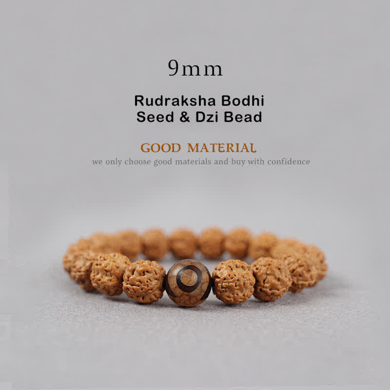 Buddha Stones Tibet Rudraksha Bodhi Seed Dzi Bead Ambra Turchese Bracciale della Ricchezza - Image 2