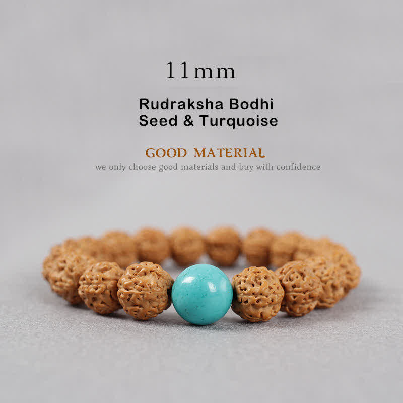 Buddha Stones Tibet Rudraksha Bodhi Seed Dzi Bead Ambra Turchese Bracciale della Ricchezza - Image 20