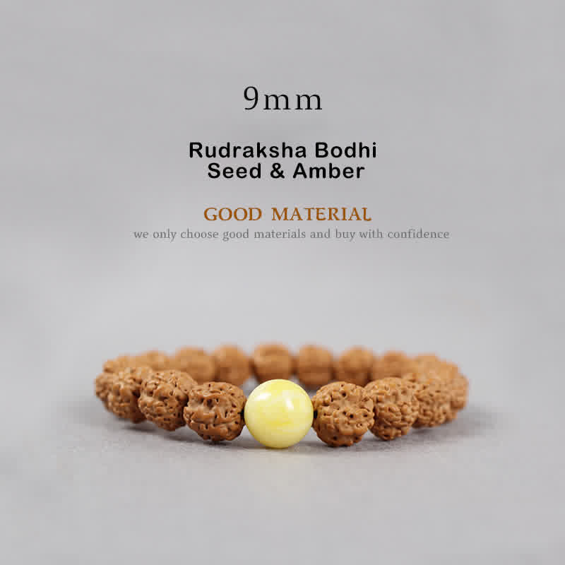 Buddha Stones Tibet Rudraksha Bodhi Seed Dzi Bead Ambra Turchese Bracciale della Ricchezza - Image 3