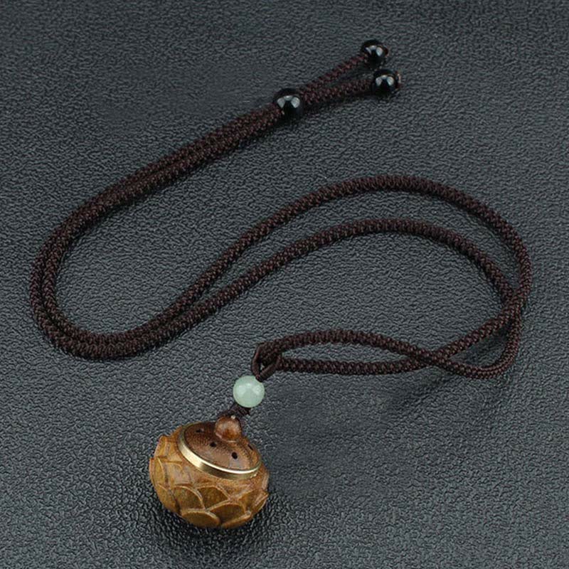 Buddha Stones Tibet Sandalo verde Palissandro Om Mani Padme Hum Loto Collana pendente rilassante positivo - Image 11