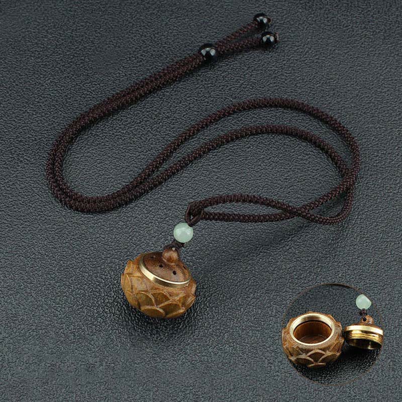 Buddha Stones Tibet Sandalo verde Palissandro Om Mani Padme Hum Loto Collana pendente rilassante positivo - Image 12