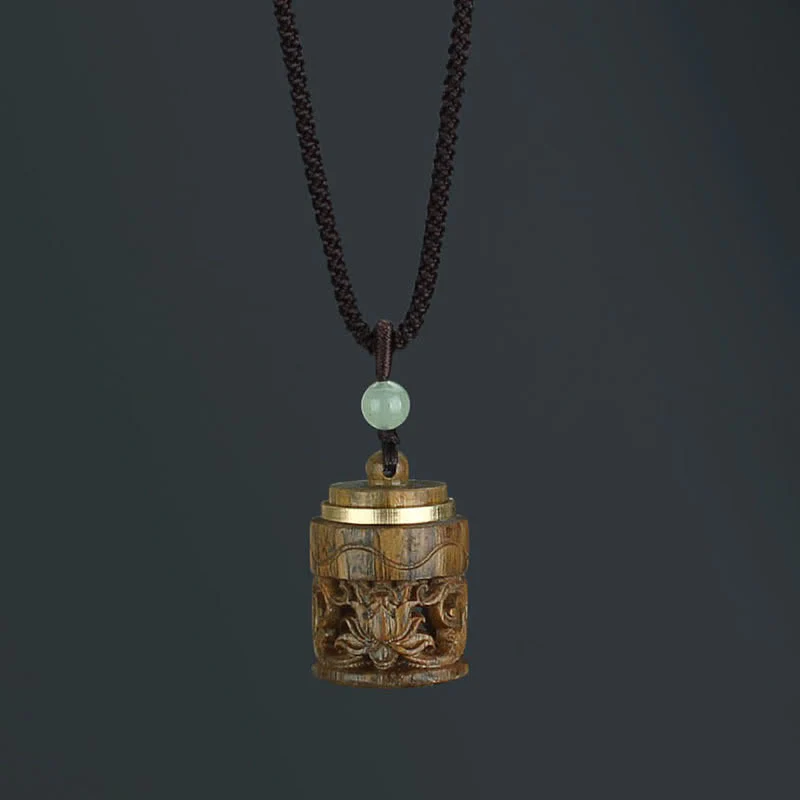 Buddha Stones Tibet Sandalo verde Palissandro Om Mani Padme Hum Loto Collana pendente rilassante positivo - Image 14