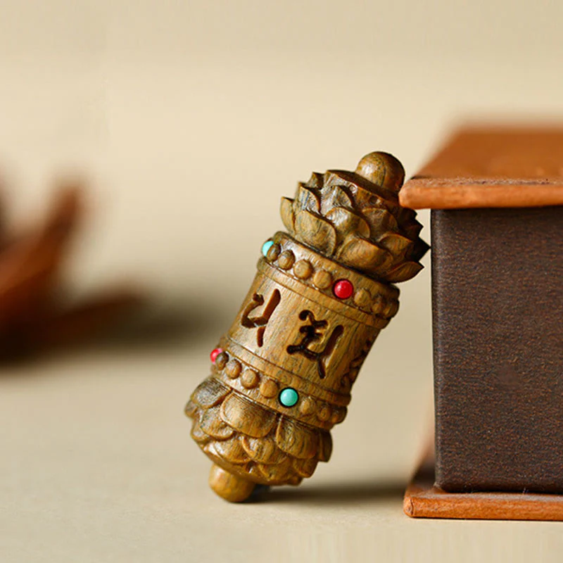Buddha Stones Tibet Sandalo verde Palissandro Om Mani Padme Hum Loto Collana pendente rilassante positivo - Image 2