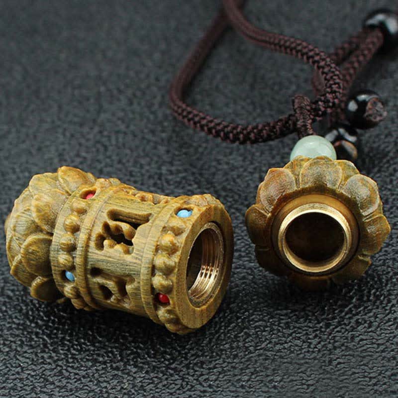 Buddha Stones Tibet Sandalo verde Palissandro Om Mani Padme Hum Loto Collana pendente rilassante positivo - Image 7