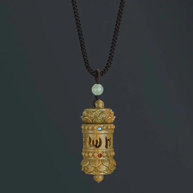 Buddha Stones Tibet Sandalo verde Palissandro Om Mani Padme Hum Loto Collana pendente rilassante positivo - Image 8