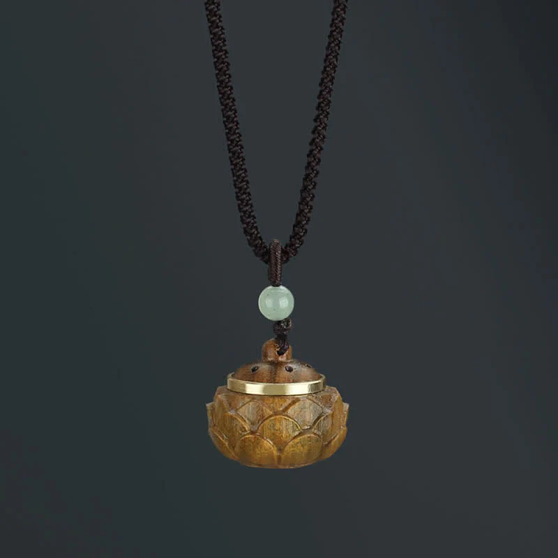 Buddha Stones Tibet Sandalo verde Palissandro Om Mani Padme Hum Loto Collana pendente rilassante positivo - Image 9