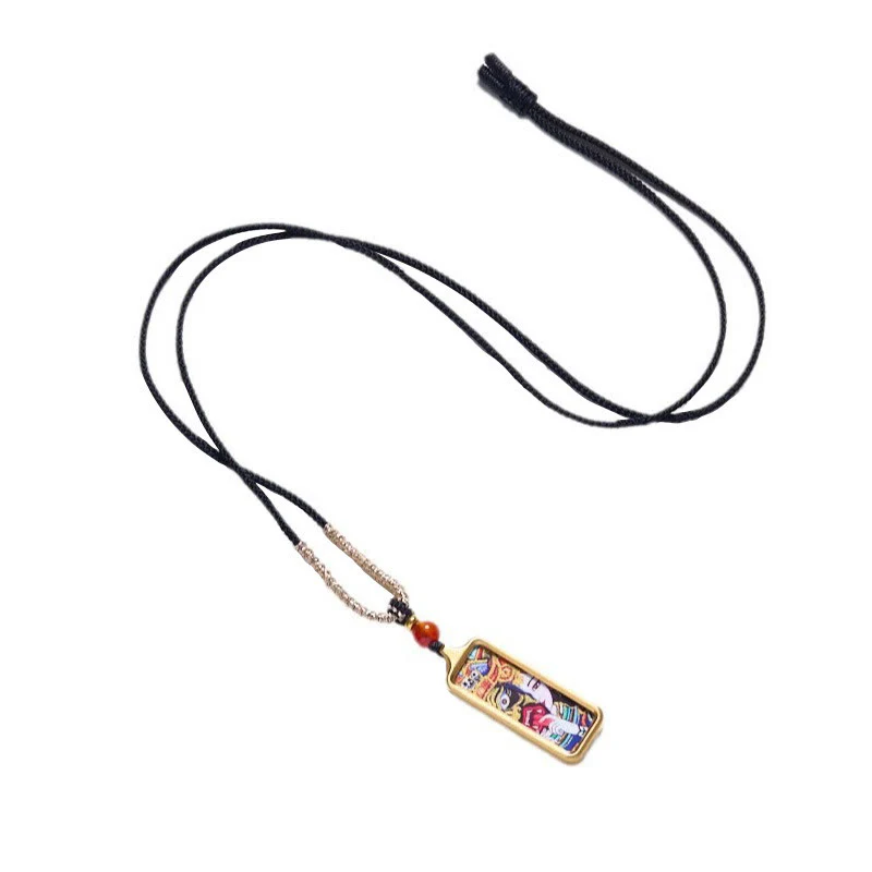 Collana con ciondolo Thangka Calma dipinta a mano, Buddha Stones Tibet Zakiram, Dio Giallo della Ricchezza, Volpe a Nove Code - Image 3
