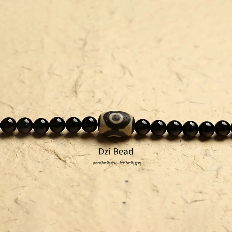 Buddha Stones Tibetano 108 Mala Beads Onice Nero Tre Occhi Dzi Beads Bracciale di Protezione - Image 6