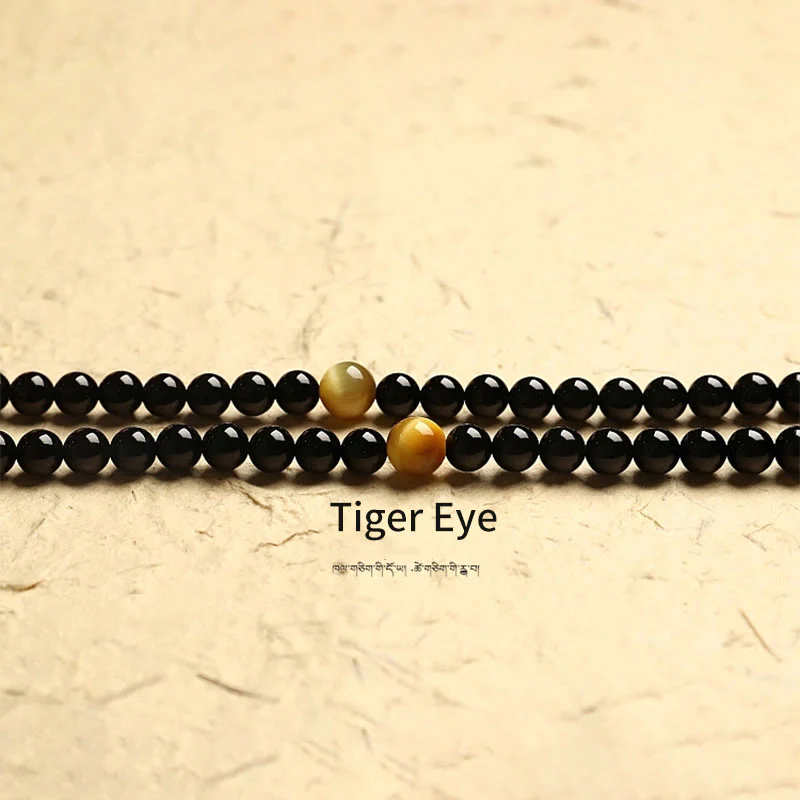 Buddha Stones Tibetano 108 Mala Beads Onice Nero Tre Occhi Dzi Beads Bracciale di Protezione - Image 7