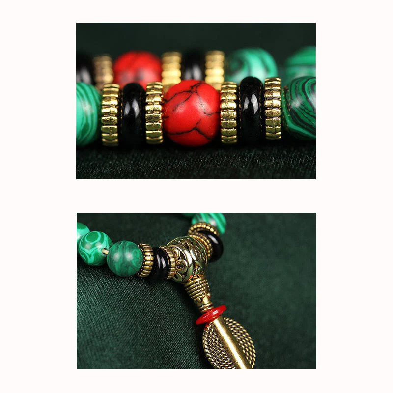 Buddha Stones Tibetano 108 Mala Malachite Perline Bracciale Collana - Image 10