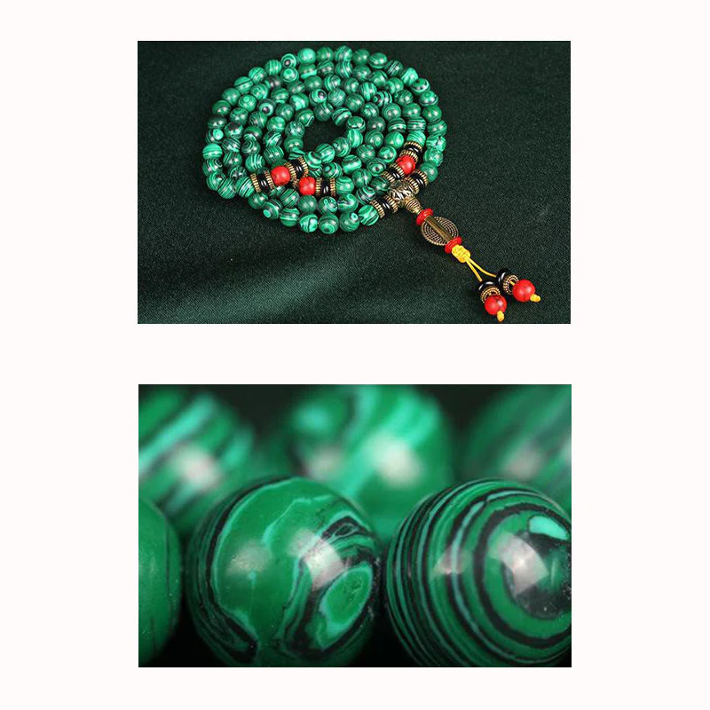 Buddha Stones Tibetano 108 Mala Malachite Perline Bracciale Collana - Image 11