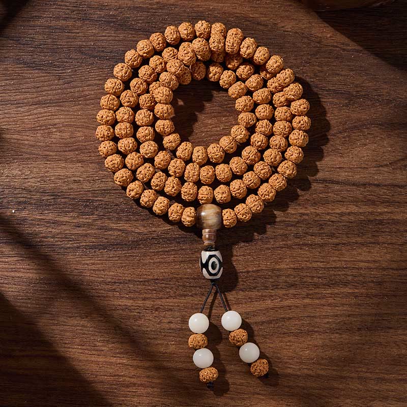 Buddha Stones Tibetano 108 Perle Bodhi Seed Tre Occhi Dzi Perla di Auspicio Mala - Image 15