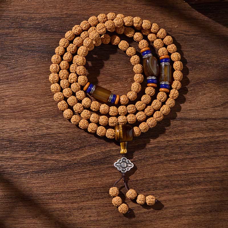 Buddha Stones Tibetano 108 Perle Bodhi Seed Tre Occhi Dzi Perla di Auspicio Mala - Image 17
