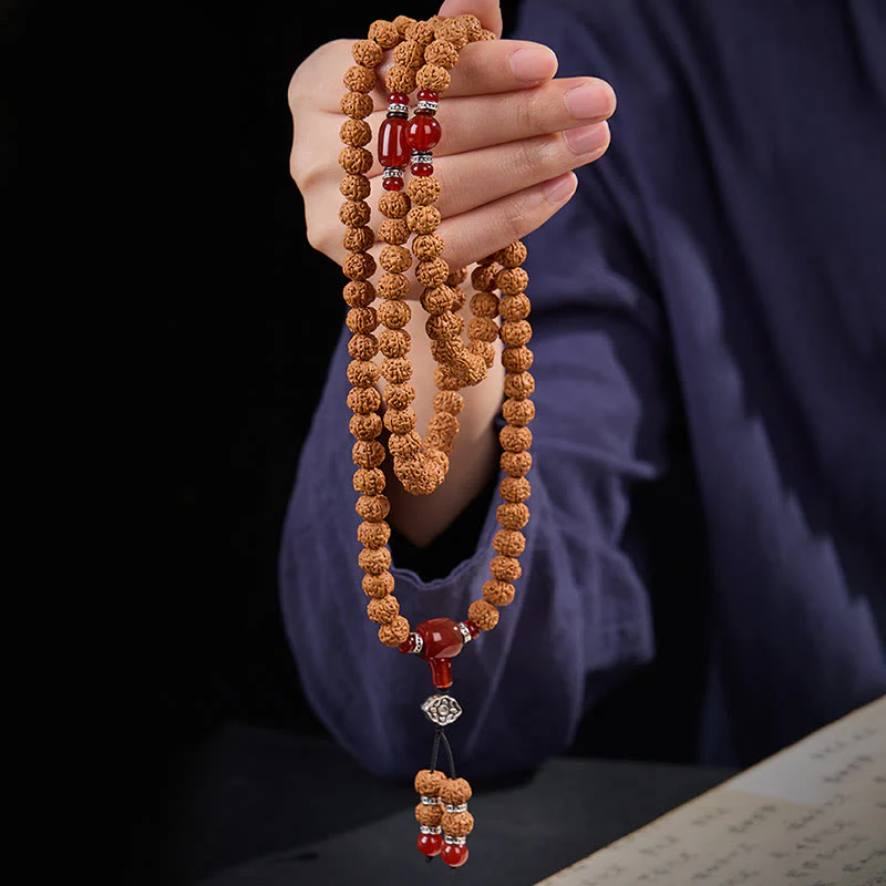 Buddha Stones Tibetano 108 Perle Bodhi Seed Tre Occhi Dzi Perla di Auspicio Mala - Image 6