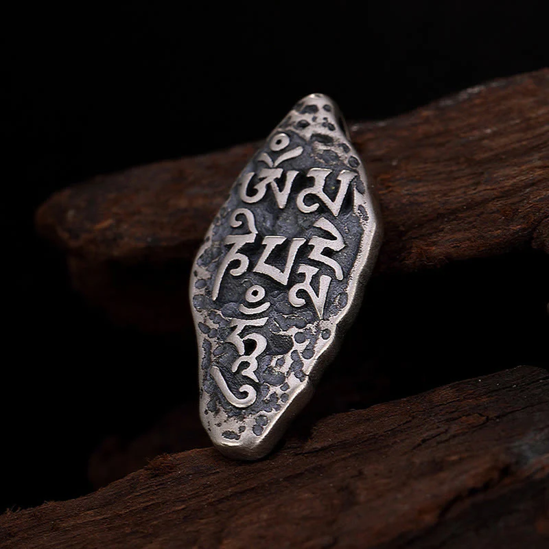 Buddha Stones Tibetano 925 Sterling Silver Om Mani Padme Hum Dorje Vajra Inciso Forza Collana Pendente - Image 15