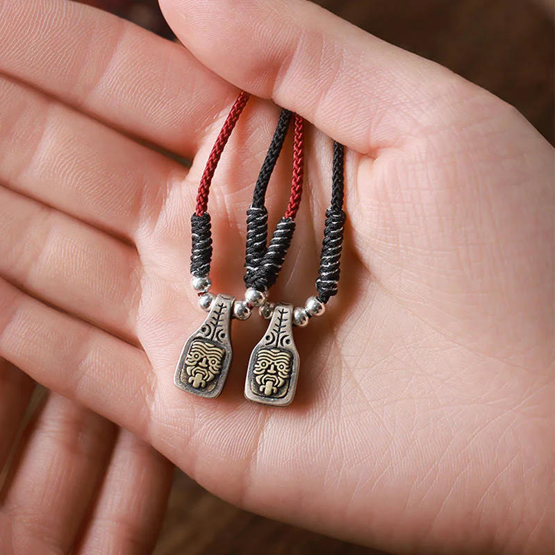 Buddha Stones Tibetano Argento Sterling 925 Zakiram Dea della Ricchezza Protezione Corda Collana Pendente - Image 10