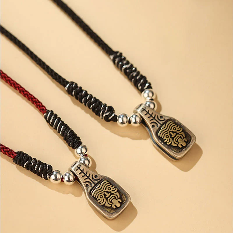 Buddha Stones Tibetano Argento Sterling 925 Zakiram Dea della Ricchezza Protezione Corda Collana Pendente - Image 11