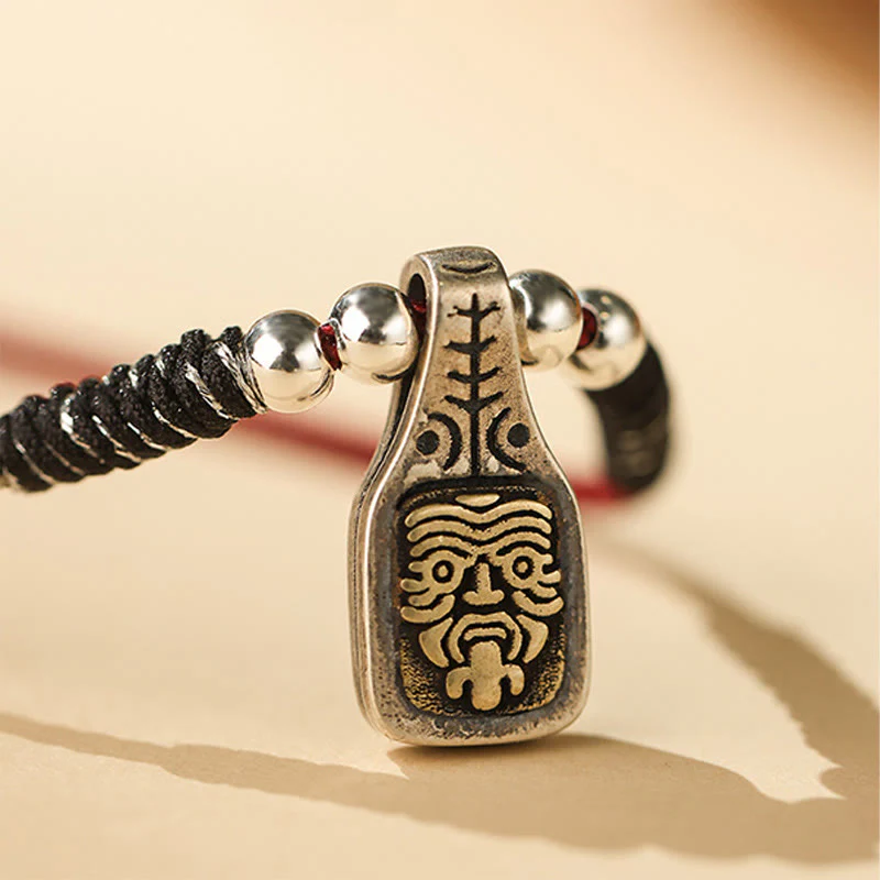 Buddha Stones Tibetano Argento Sterling 925 Zakiram Dea della Ricchezza Protezione Corda Collana Pendente - Image 3