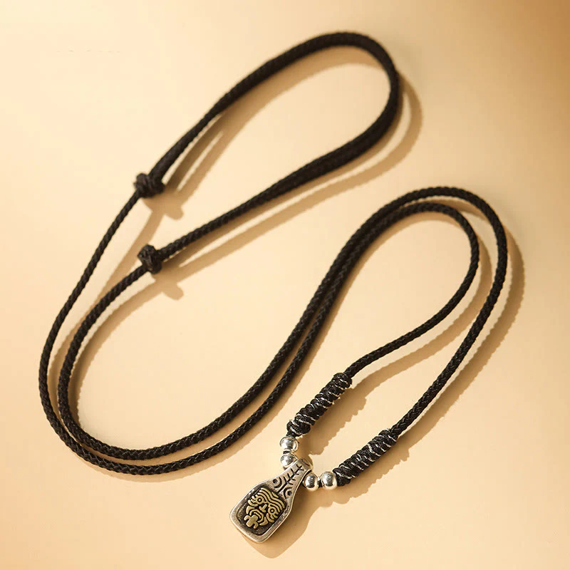Buddha Stones Tibetano Argento Sterling 925 Zakiram Dea della Ricchezza Protezione Corda Collana Pendente - Image 7