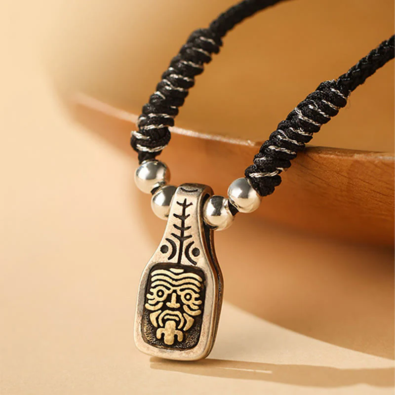 Buddha Stones Tibetano Argento Sterling 925 Zakiram Dea della Ricchezza Protezione Corda Collana Pendente - Image 8