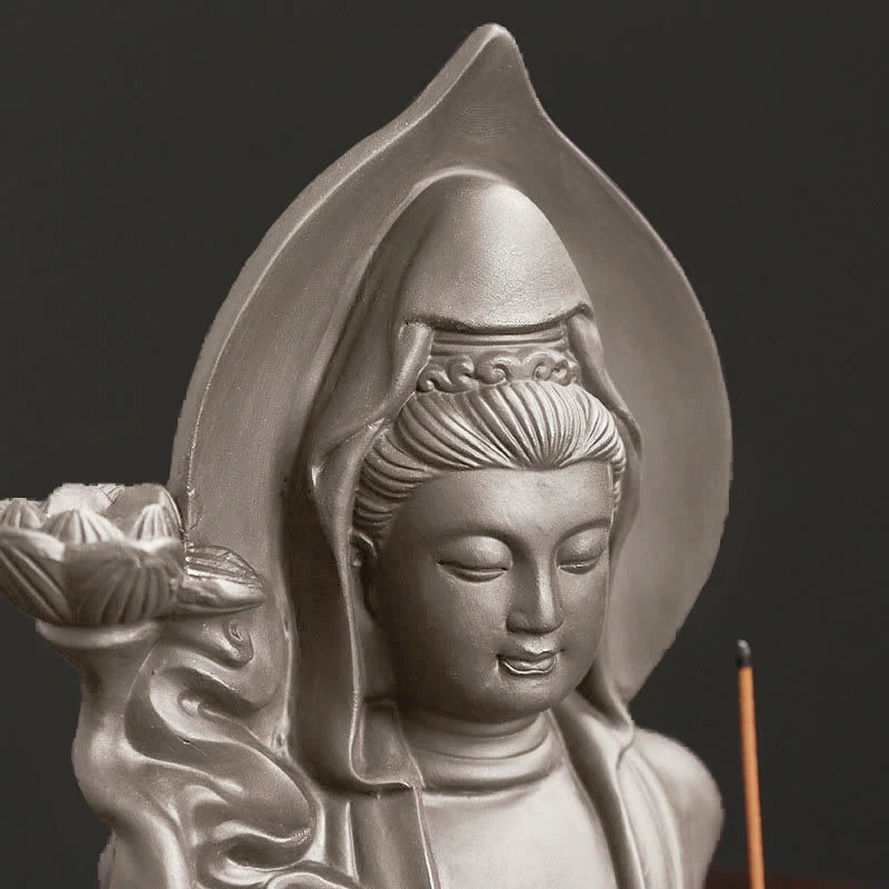 Buddha Stones Tibetano Avalokitesvara Buddha Loto Guarigione Fontana di fumo a riflusso Bruciatore di incenso - Image 2
