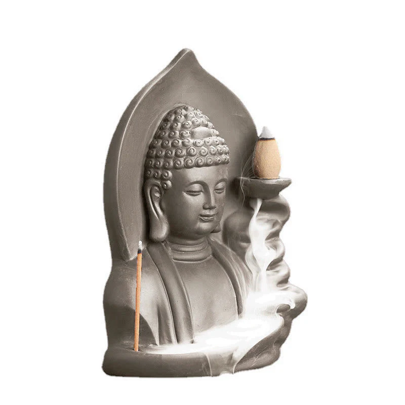 Buddha Stones Tibetano Avalokitesvara Buddha Loto Guarigione Fontana di fumo a riflusso Bruciatore di incenso - Image 22