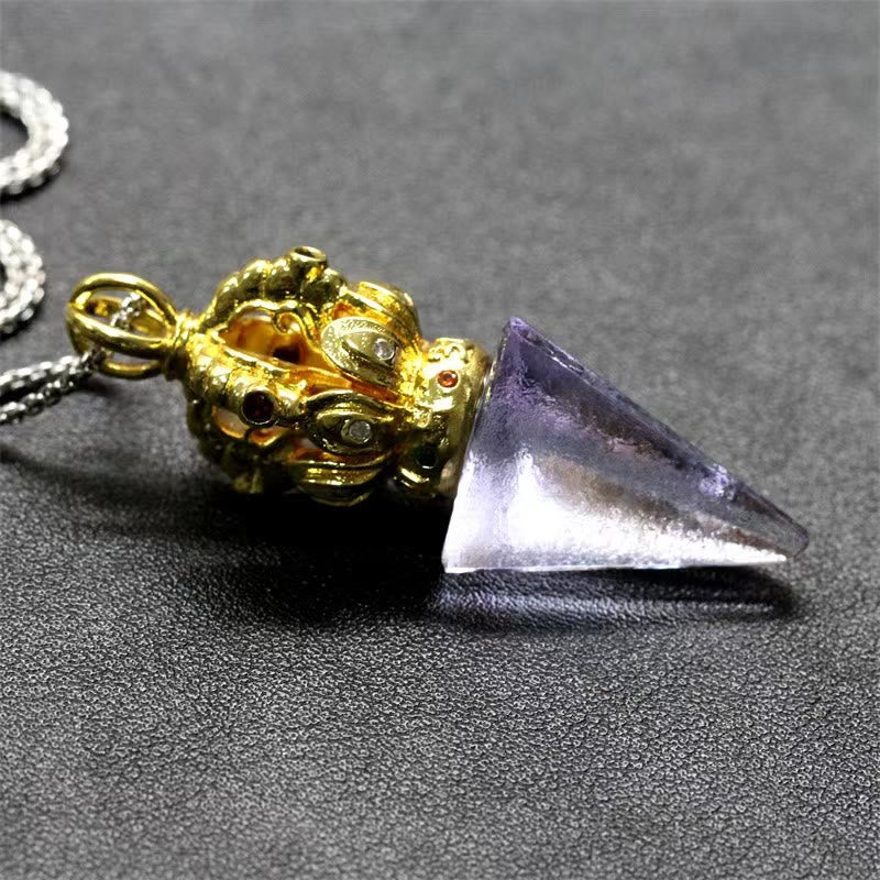 Buddha Stones Tibetano Dorje Vajra 4 punte Loto Liuli Cristallo Forza Collana Pendente - Image 14