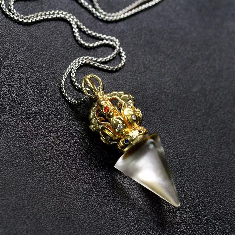 Buddha Stones Tibetano Dorje Vajra 4 punte Loto Liuli Cristallo Forza Collana Pendente - Image 16