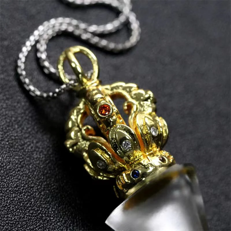 Buddha Stones Tibetano Dorje Vajra 4 punte Loto Liuli Cristallo Forza Collana Pendente - Image 18