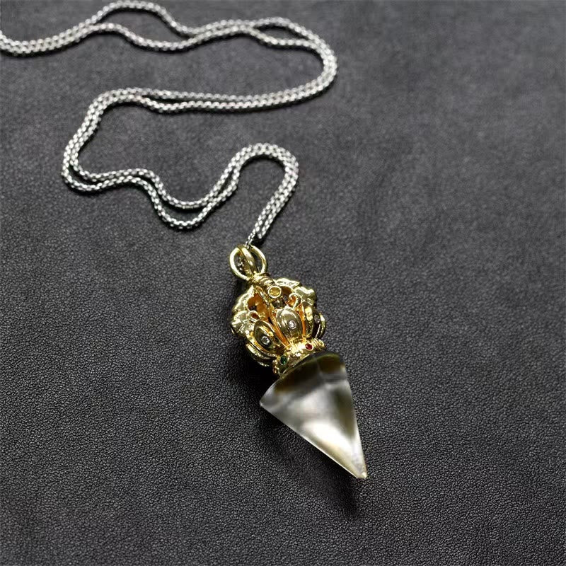Buddha Stones Tibetano Dorje Vajra 4 punte Loto Liuli Cristallo Forza Collana Pendente - Image 19