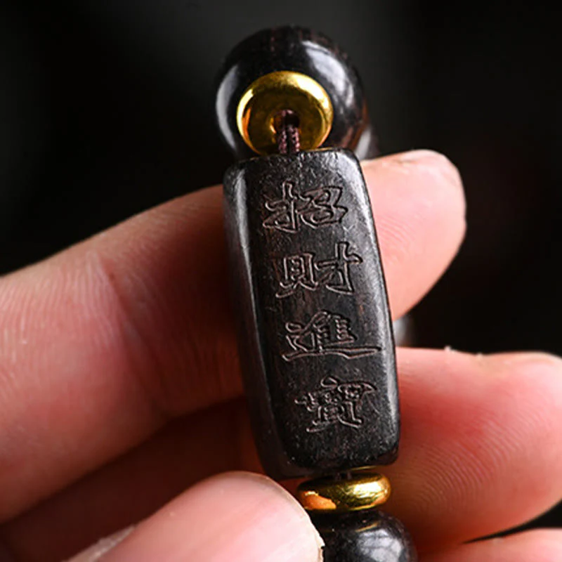 Buddha Stones Tibetano Ebano Legno Perline di Botte Fortunato E Tesoro Braccialetto di Equilibrio - Image 15