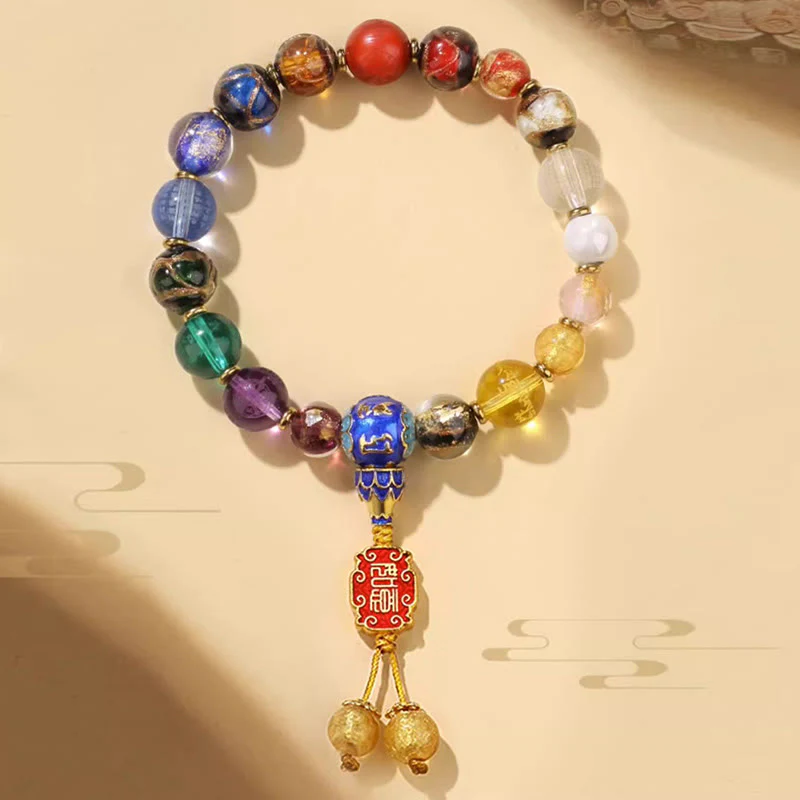 Buddha Stones Tibetano Incenso Colorato Cenere Perline di Vetro Liuli Om Mani Padme Hum Dorje Vajra 18 Perline Polso Mala - Image 5