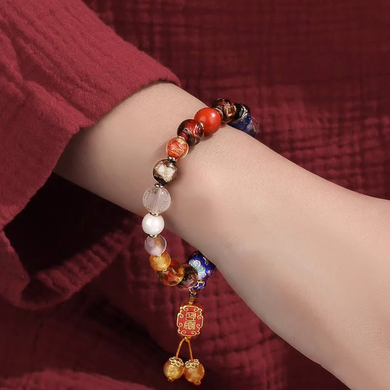 Buddha Stones Tibetano Incenso Colorato Cenere Perline di Vetro Liuli Om Mani Padme Hum Dorje Vajra 18 Perline Polso Mala - Image 6
