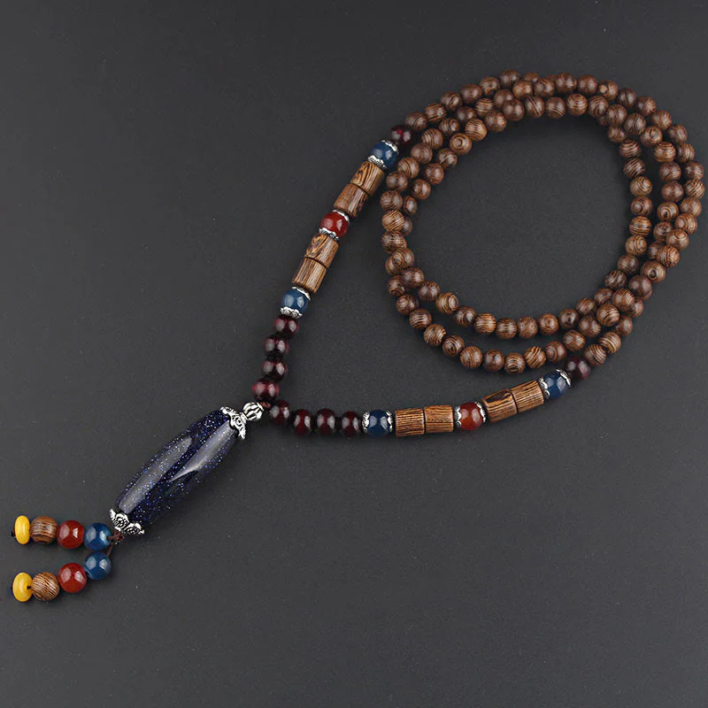 Buddha Stones Tibetano Legno Wenge Bodhi Seme Agata Equilibrio Pace Collana Pendente - Image 11