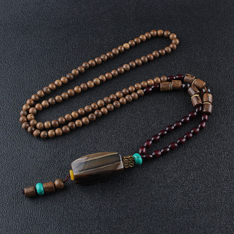 Buddha Stones Tibetano Legno Wenge Bodhi Seme Agata Equilibrio Pace Collana Pendente - Image 17