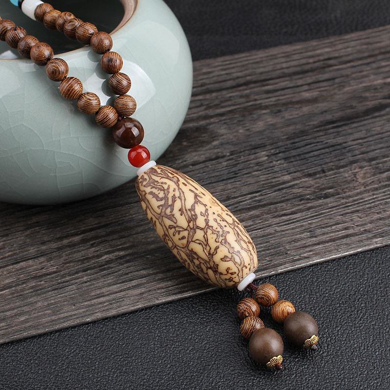 Buddha Stones Tibetano Legno Wenge Bodhi Seme Agata Equilibrio Pace Collana Pendente - Image 19