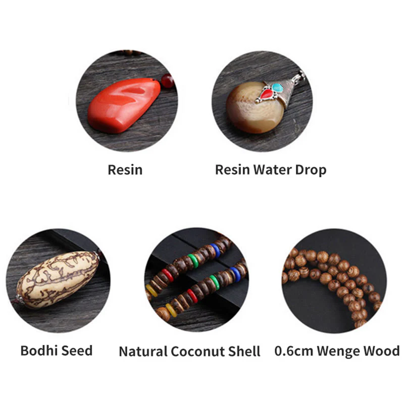 Buddha Stones Tibetano Legno Wenge Bodhi Seme Agata Equilibrio Pace Collana Pendente - Image 22