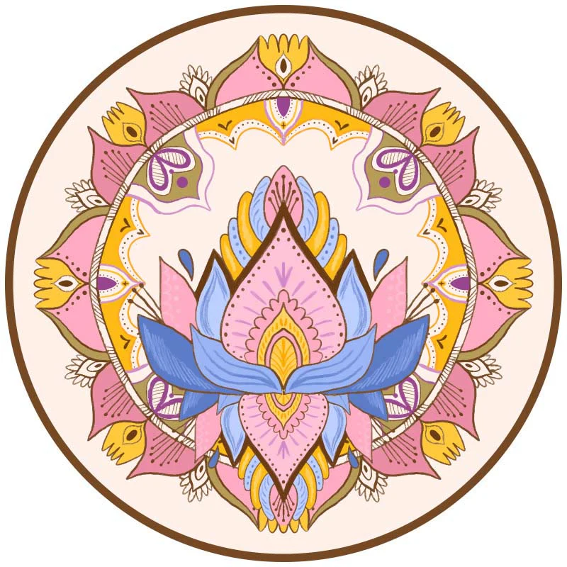 Buddha Stones Tibetano Lotus Mandala Illuminazione Pieghevole Tappetino da Yoga in Gomma Naturale Decorazione - Image 2