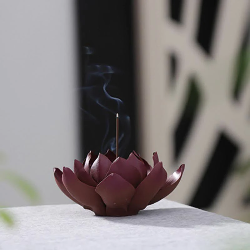 Buddha Stones Tibetano Lotus Pace Positiva Bruciatore di Incenso Decorazione - Image 5