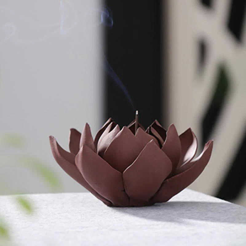 Buddha Stones Tibetano Lotus Pace Positiva Bruciatore di Incenso Decorazione - Image 6