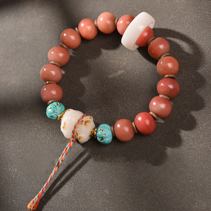 Buddha Stones Tibetano Naturale Cammello Osso Dzi Perlina Bodhi Seme Ciondolo Fortuna Bracciale - Image 2