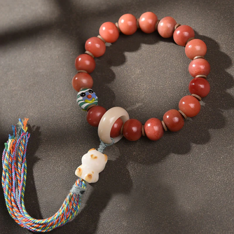 Buddha Stones Tibetano Naturale Cammello Osso Dzi Perlina Bodhi Seme Ciondolo Fortuna Bracciale - Image 3