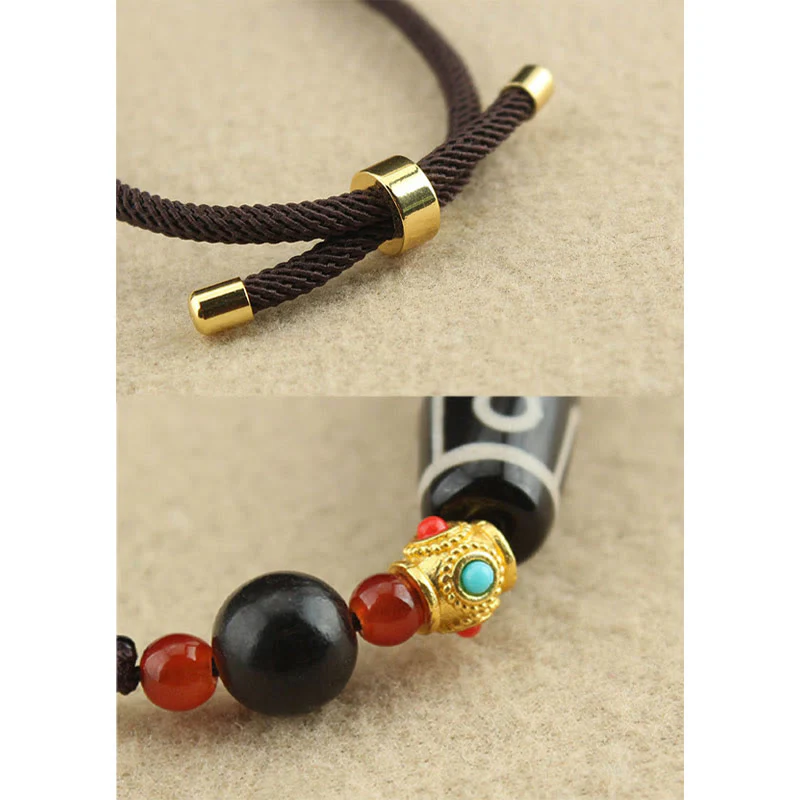 Buddha Stones Tibetano Nove Occhi Dzi Bead Protezione Benedizioni Collana Pendente - Image 10