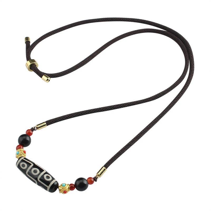 Buddha Stones Tibetano Nove Occhi Dzi Bead Protezione Benedizioni Collana Pendente - Image 11
